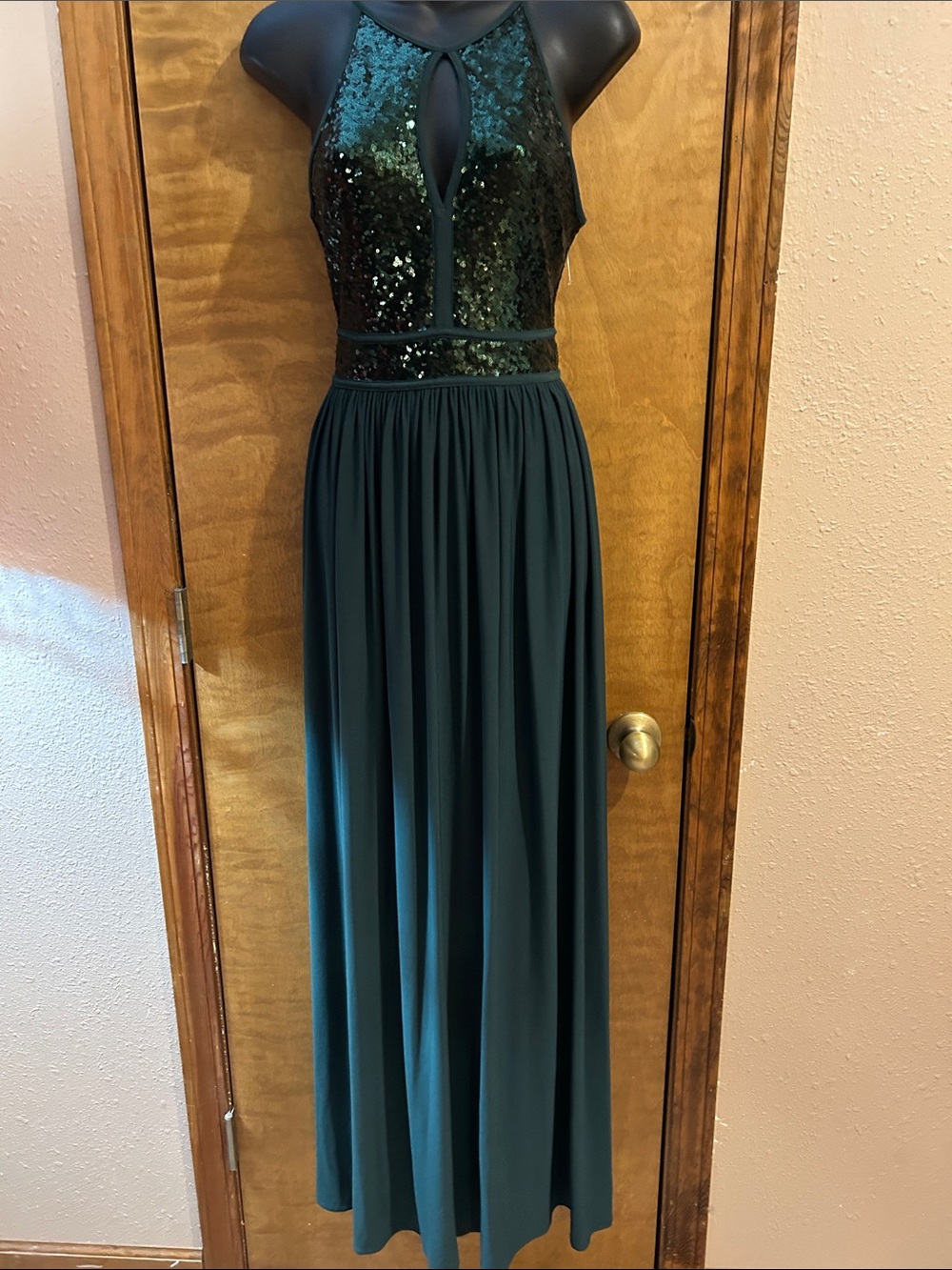 Green Sequin Halter Evening Dress NWOT